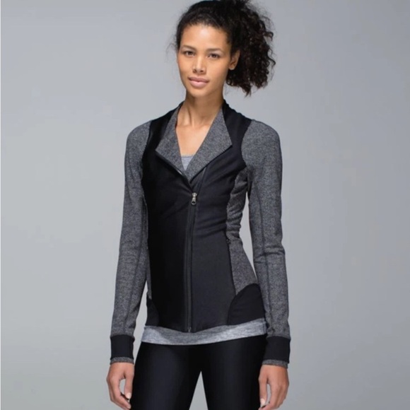 Lululemon Emerge Renewed Jacket  8 Giant Herringbone Heathered Black - Picture 1 of 5